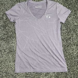 Under Armour HeatGear V‎ Neck Short Sleeve Women's Size Xs Loose, Purple, Violet